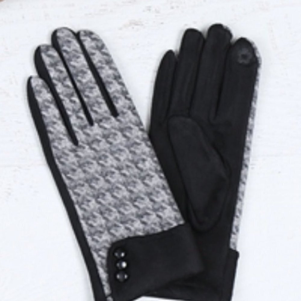touchscreen black houndstooth touch screen gloves